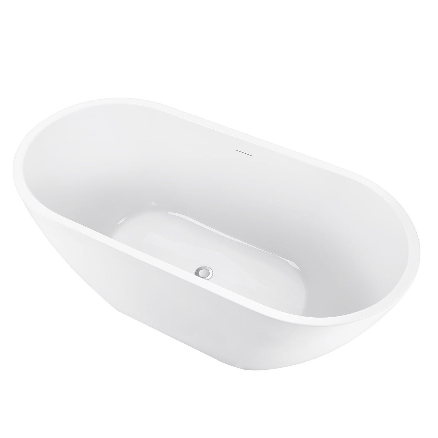 59" 100% Acrylic Freestanding Bathtub，Contemporary Soaking Tub，white Bathtub