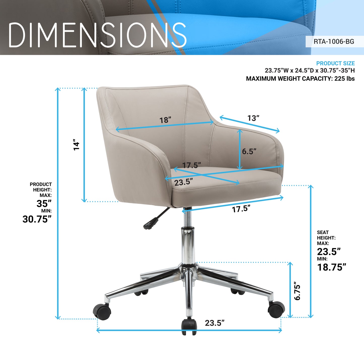 Techni Mobili Comfy and Classy Home Office Chair