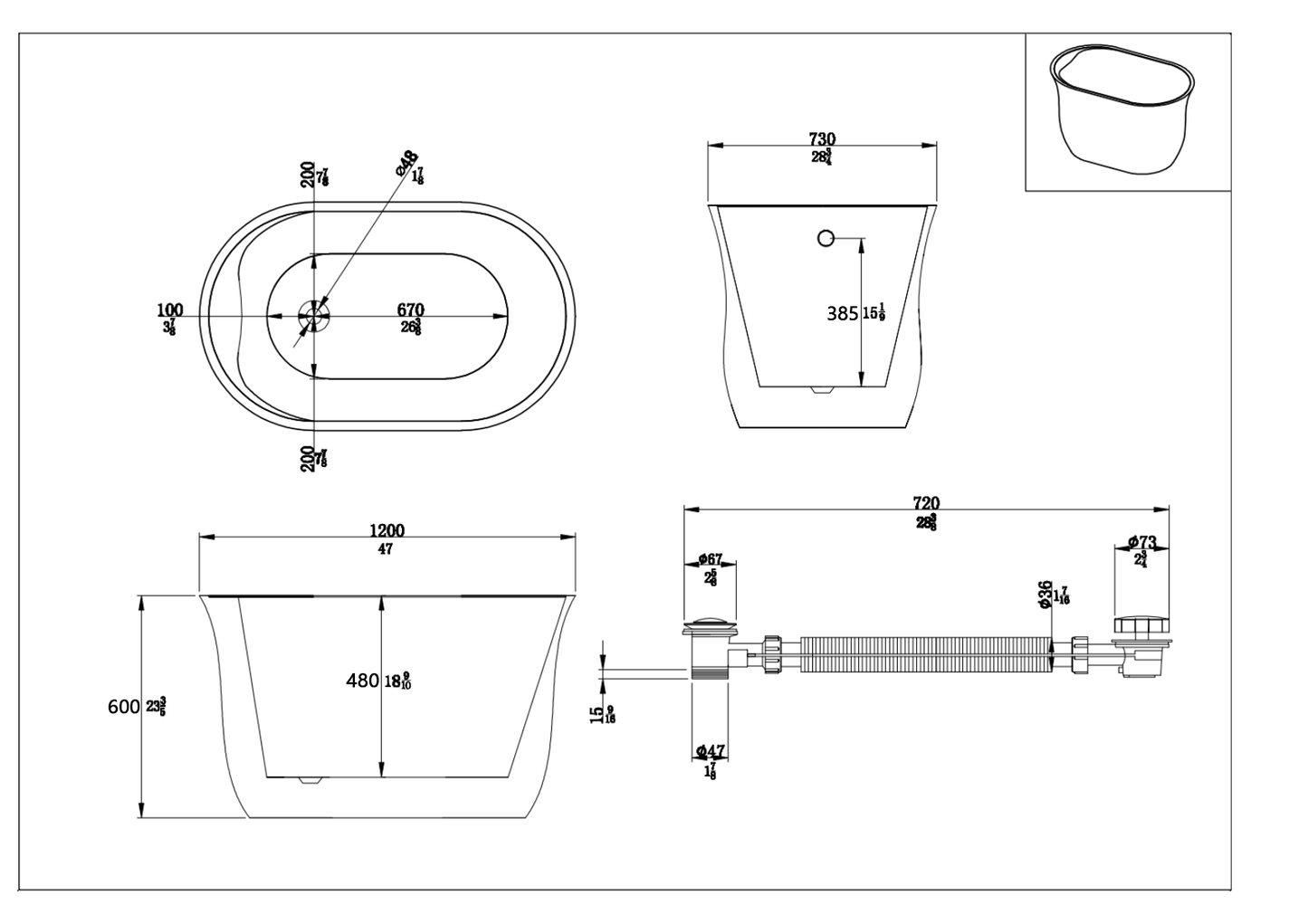 Contemporary Design Acrylic Flatbottom   Bathtub in White