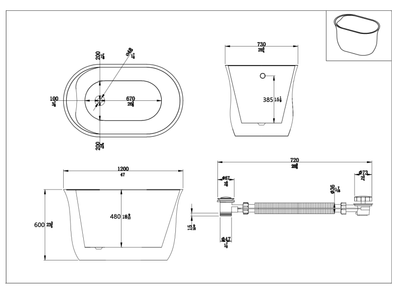 Contemporary Design Acrylic Flatbottom   Bathtub in White