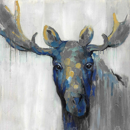 Blue moose - 08x08 Print on canvas