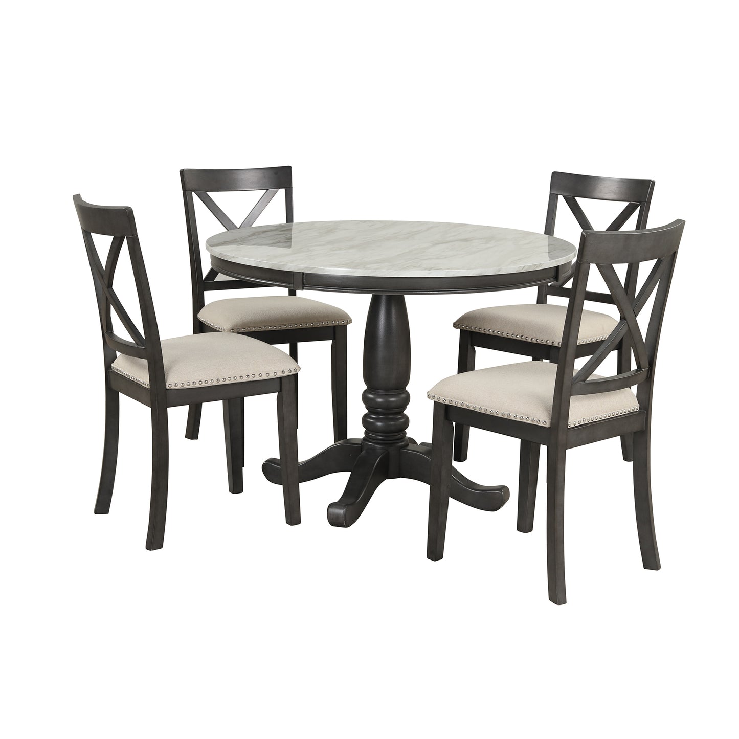 Orisfur. 5 Pieces Dining Table and Chairs Set for 4 Persons, Kitchen Room Solid Wood Table with 4 Chairs