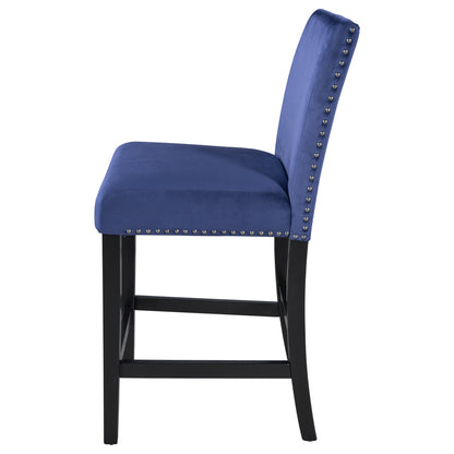 TOPMAX 4 Pieces Wooden Counter Height Upholstered Dining Chairs for Small Places, Blue+Black Legs