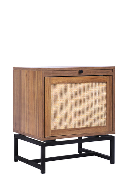 Natural Rattan door nightstand，storage End Table，Accent Bedside Table for Bedroom, Living Room