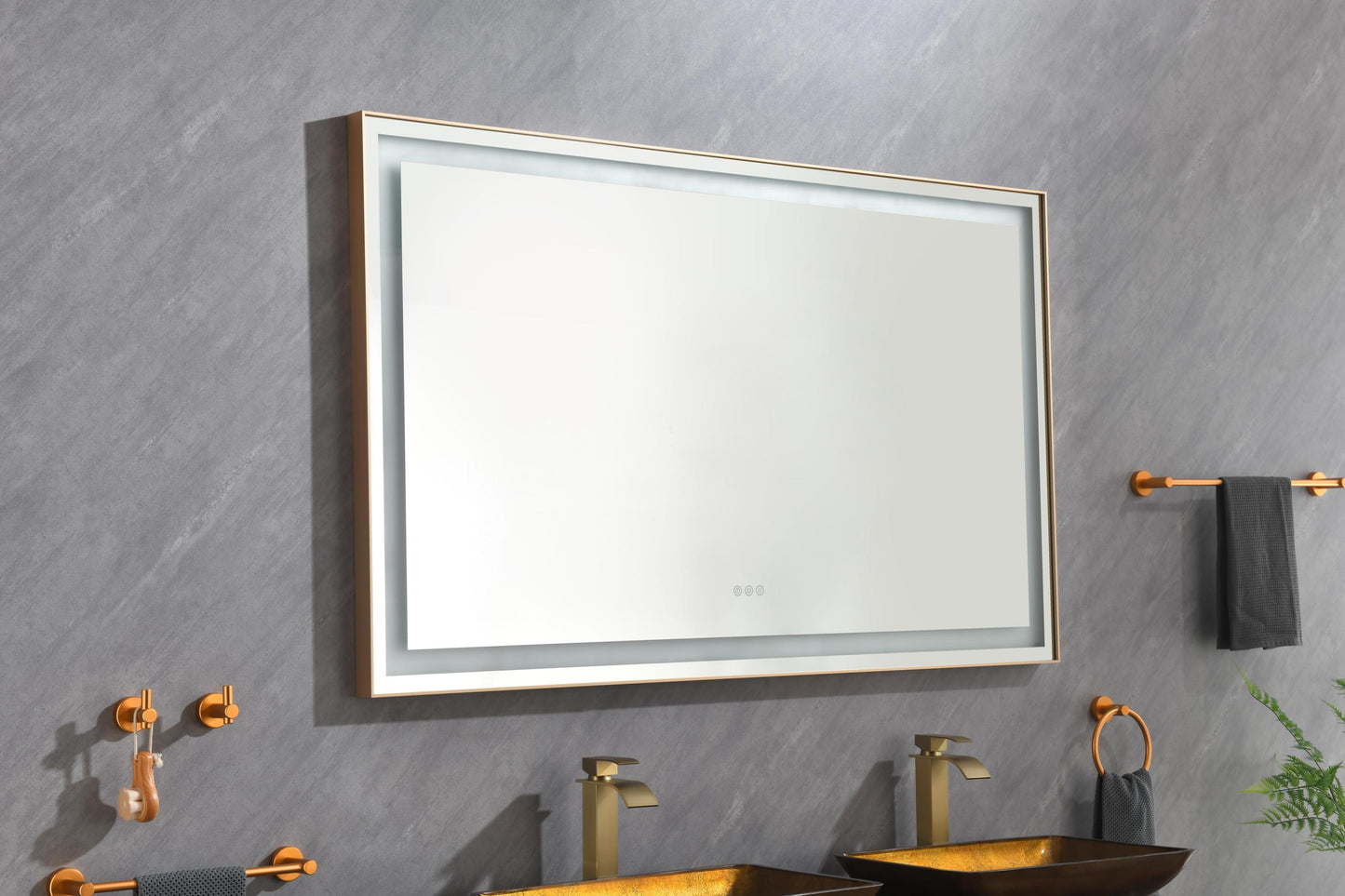 60*36 LED Lighted Bathroom Wall Mounted Mirror with High Lumen+Anti-Fog Separately Control