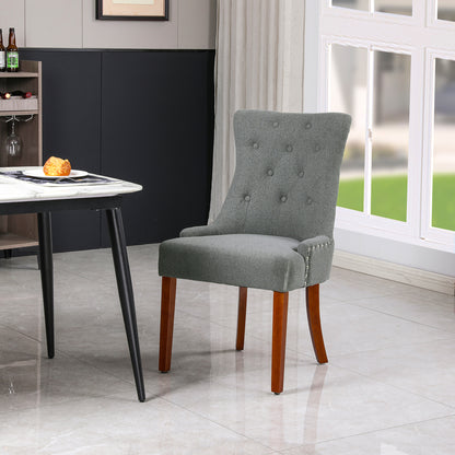 LYHome Mordern Fabric Dining Chairs, 2-Pcs Set, Light Grey