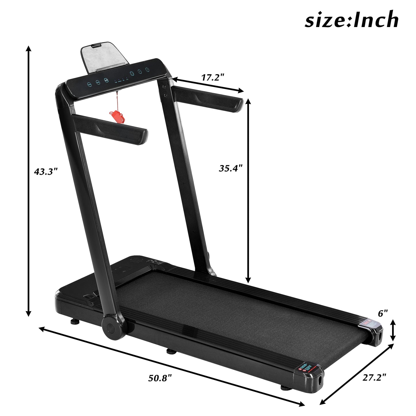 Folding Treadmill, Installation-Free Under Desk Electric Treadmill 2.5HP, with Bluetooth APP and speaker, Remote Control, Display, Walking Jogging Running Machine Fitness Equipment for Home Gym Office