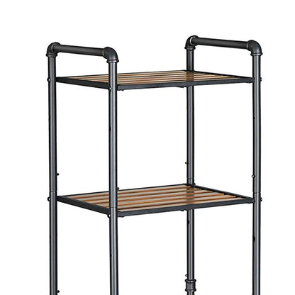 5 Tier Metal Frame Plant Stand with Adjustable Shelves, Brown and Black