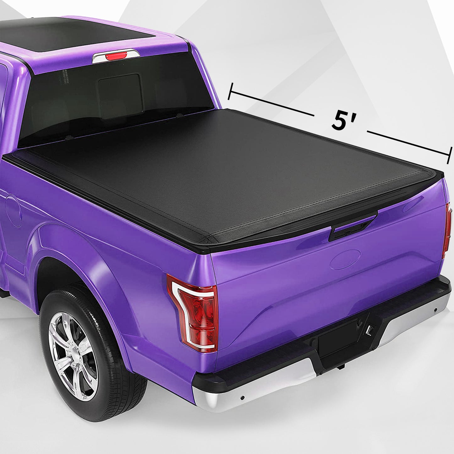 Soft Tri-Fold Truck Bed Tonneau Cover Compatible with 2016-2021 Toyota Tacoma Extra Short Bed 5'