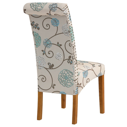 Bionic Beige Pattern Dining Chair with Nail Head Trim, Set of 2