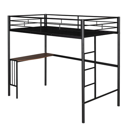 Twin Over Full Metal Bunk Bed with Desk, Ladder and Quality Slats for Bedroom, Metallic Black（OLD SKU :LP000092AAB）