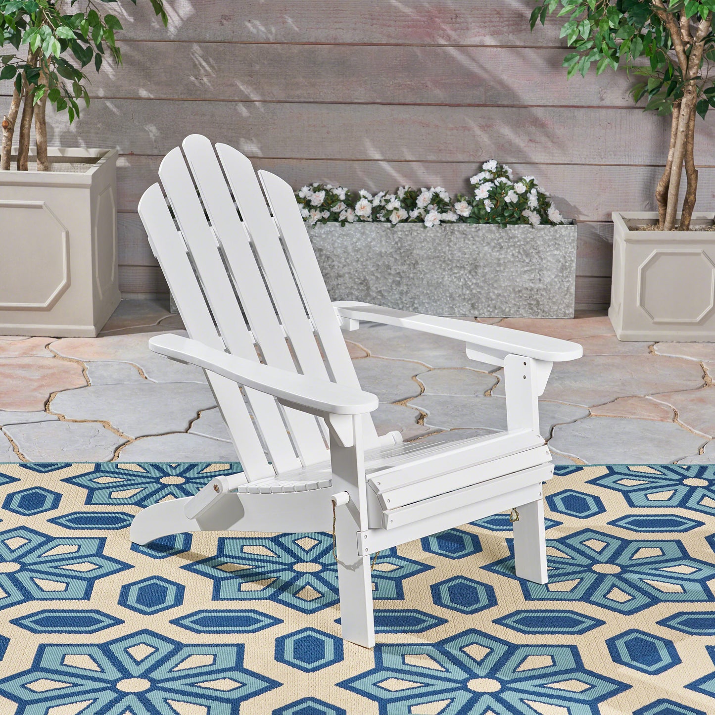 Outdoor foldable solid wood ADIRONDACK white chair