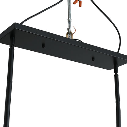 Modern American rectangular metal black chandelier 8 bulbs