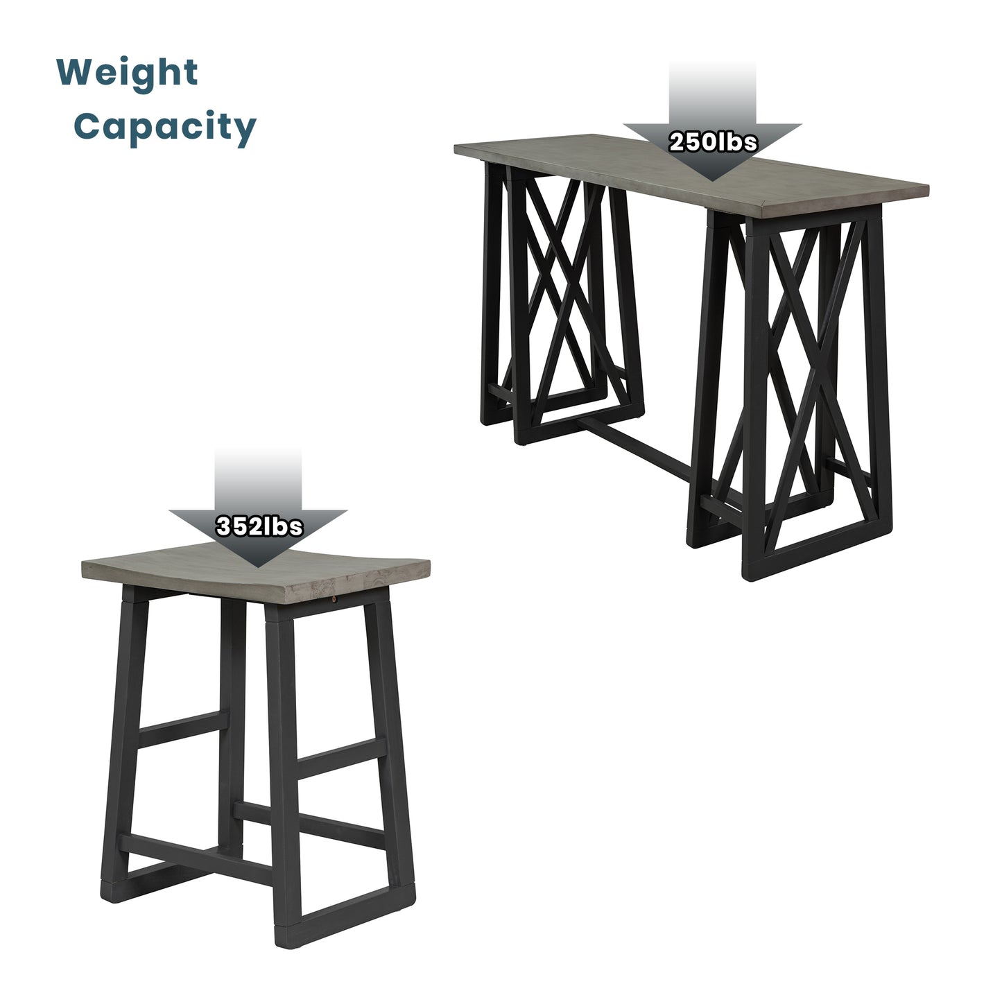 TOPMAX Rustic Counter Height 5-Piece Dining Set, Wood Console Table Set with 4 Stools for Small Places,Grey