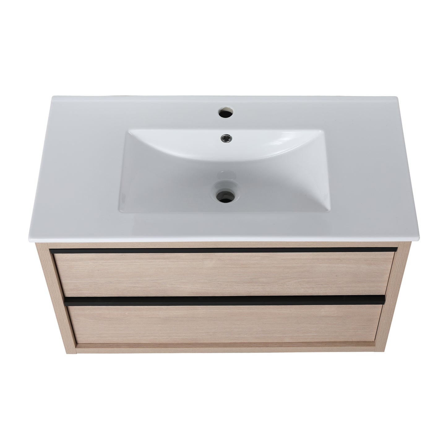 36" Bathroom Vanity with 2/3 Soft Close drawers,  White ceramic basin(BVA02536PLO-F-BL9090B)