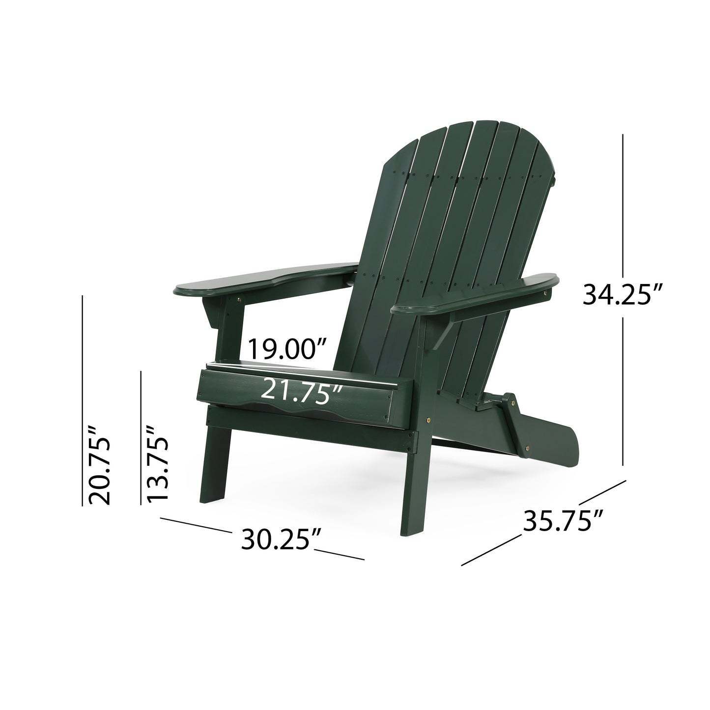 Outdoor All Solid Wood Wooden Adirondack Chair Dark Green