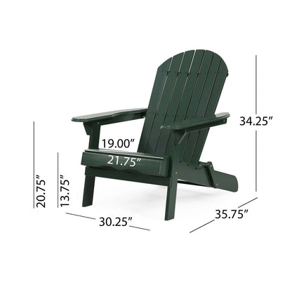 Outdoor All Solid Wood Wooden Adirondack Chair Dark Green