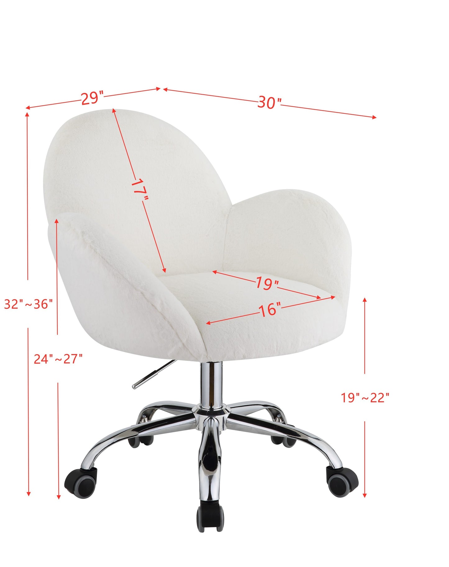 ACME Jago Office Chair in White Lapin & Chrome Finish OF00119