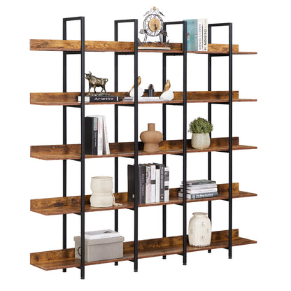 [VIDEO] 5 Tier Bookcase Home Office Open Bookshelf, Vintage Industrial Style Shelf with Metal Frame, MDF Board