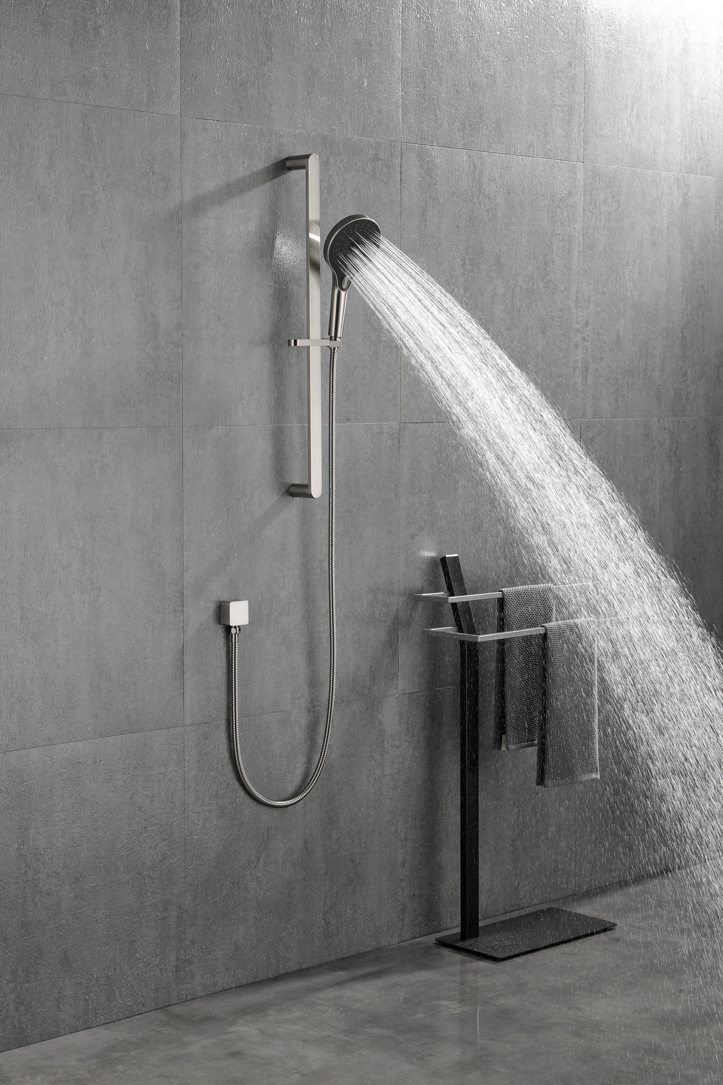 Shower System 10 Inch Square Bathroom Luxury Rain Mixer Shower Combo Set Pressure Balanced Shower System with Shower Head, Hand Shower, Slide Bar, Shower Arm, Hose, and Valve Trim