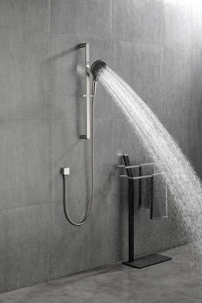 Shower System 16Inch Square Bathroom Luxury Rain Mixer Shower Combo Set Pressure Balanced Shower System with Shower Head, Hand Shower, Slide Bar, Shower Arm, Hose, and Valve Trim