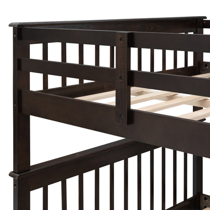 Stairway Full-Over-Full Bunk Bed with Twin size Trundle, Storage and Guard Rail for Bedroom, Dorm - Espresso(OLD SKU :LP001210AAP)