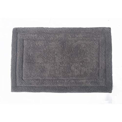 34, 24 Inch Rectangular Cotton Washable Bath Rug, Set of 2, Platinum Gray