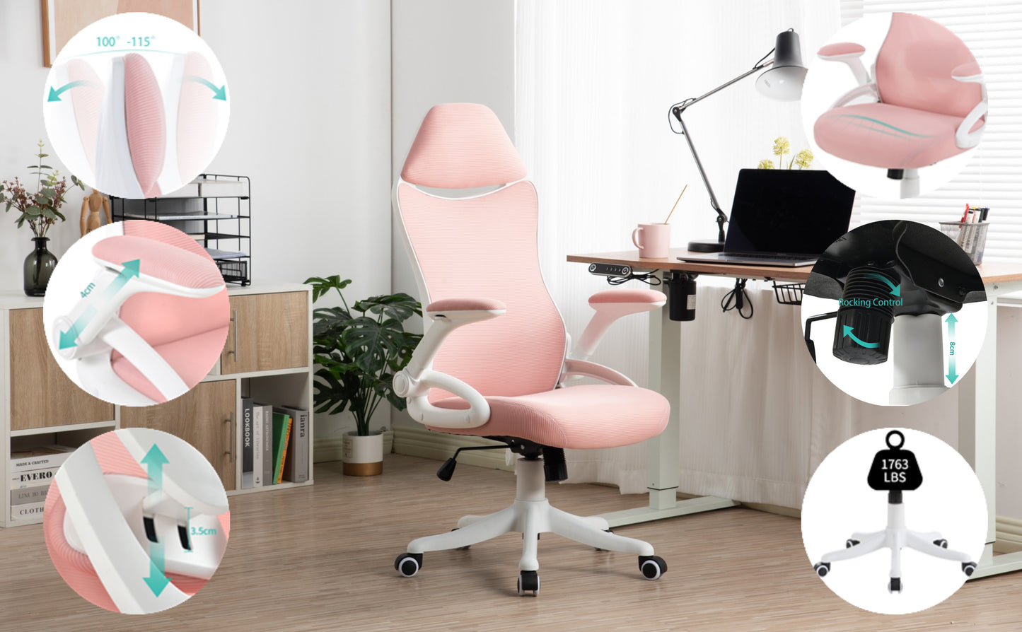 Adjustable Mesh Swivel Designer High Back Ergonomic Price Office Chair(New) Furniture,Pink