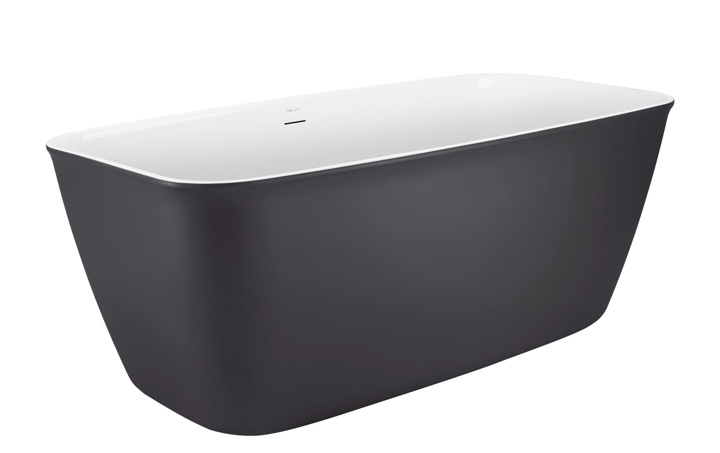 59" 100% Acrylic Freestanding Bathtub，Contemporary Soaking Tub，white inside and gray outside