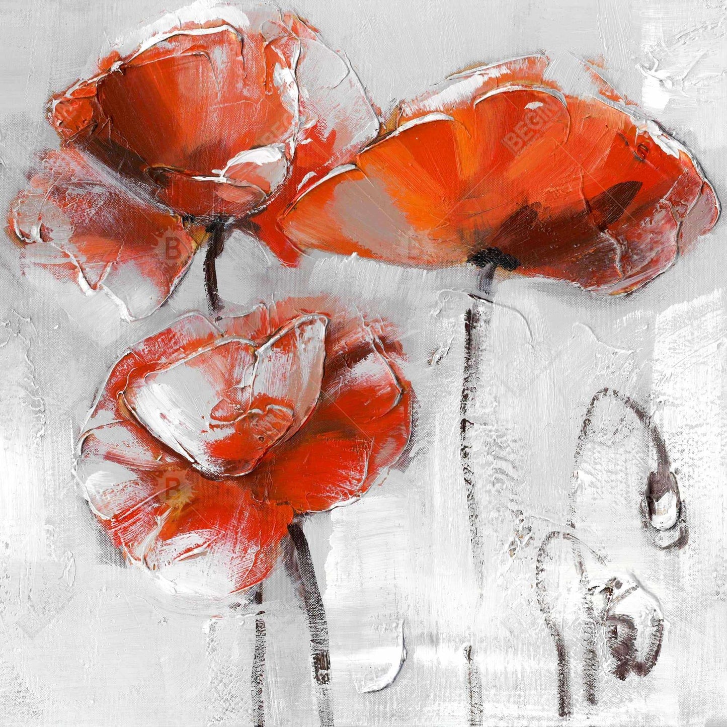 Red flowers - 08x08 Print on canvas