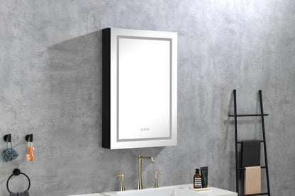 LED Lighted Bathroom Medicine Cabinet with Mirror, Surface Lighted Medicine Cabinet,Dimmable,Adjustable Shelves,Intelligent Switch Medicine Cabinet, Aluminum Frame,Right opening door