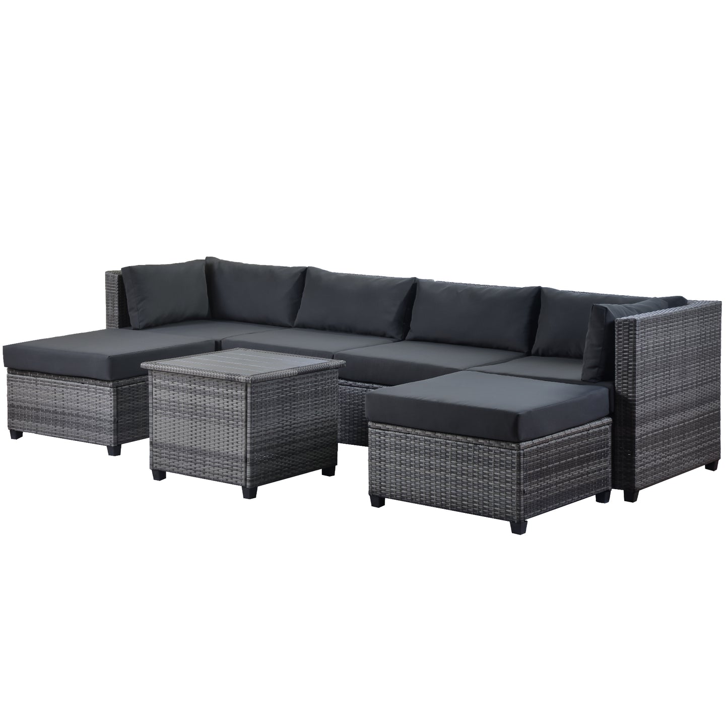 U_Style 7 Piece Rattan Sectional Seating Group with Cushions, Outdoor Ratten Sofa NEW!