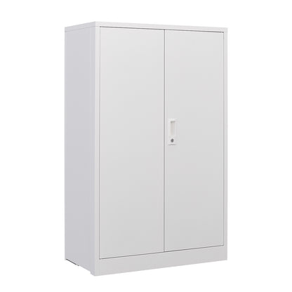 Metal Storage Cabinet with Locking Doors and Adjustable Shelf, Folding Filing Storage Cabinet with Wheels, Rolling Storage Locker Cabinet for Home Office,School,Garage, White