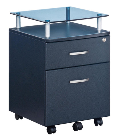 Techni Mobili Rolling File Cabinet with Glass Top, Graphite