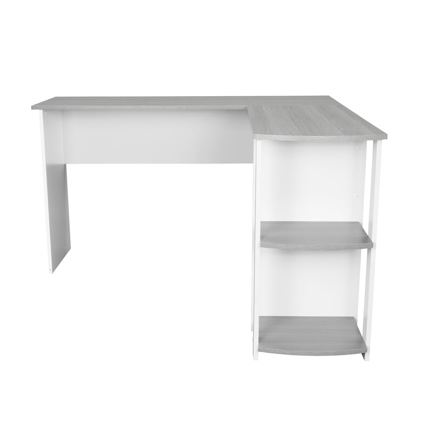 Techni Mobili Modern L-Shaped Desk with Side Shelves, Grey