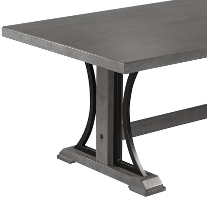 TREXM Retro Style Dining Table 78” Wood Rectangular Table, Seats up to 8 (Gray)