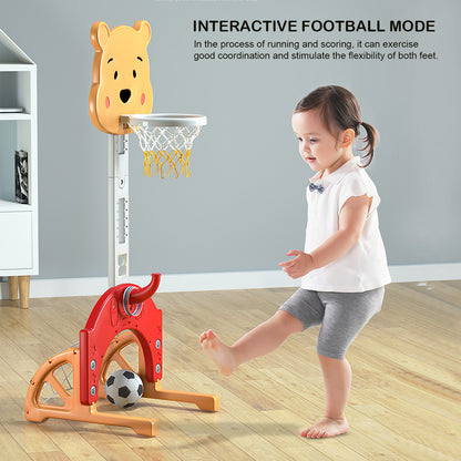 Kids Toddler Basketball Stand Adjustable Height, 3-in-1 Indoor Activity Center