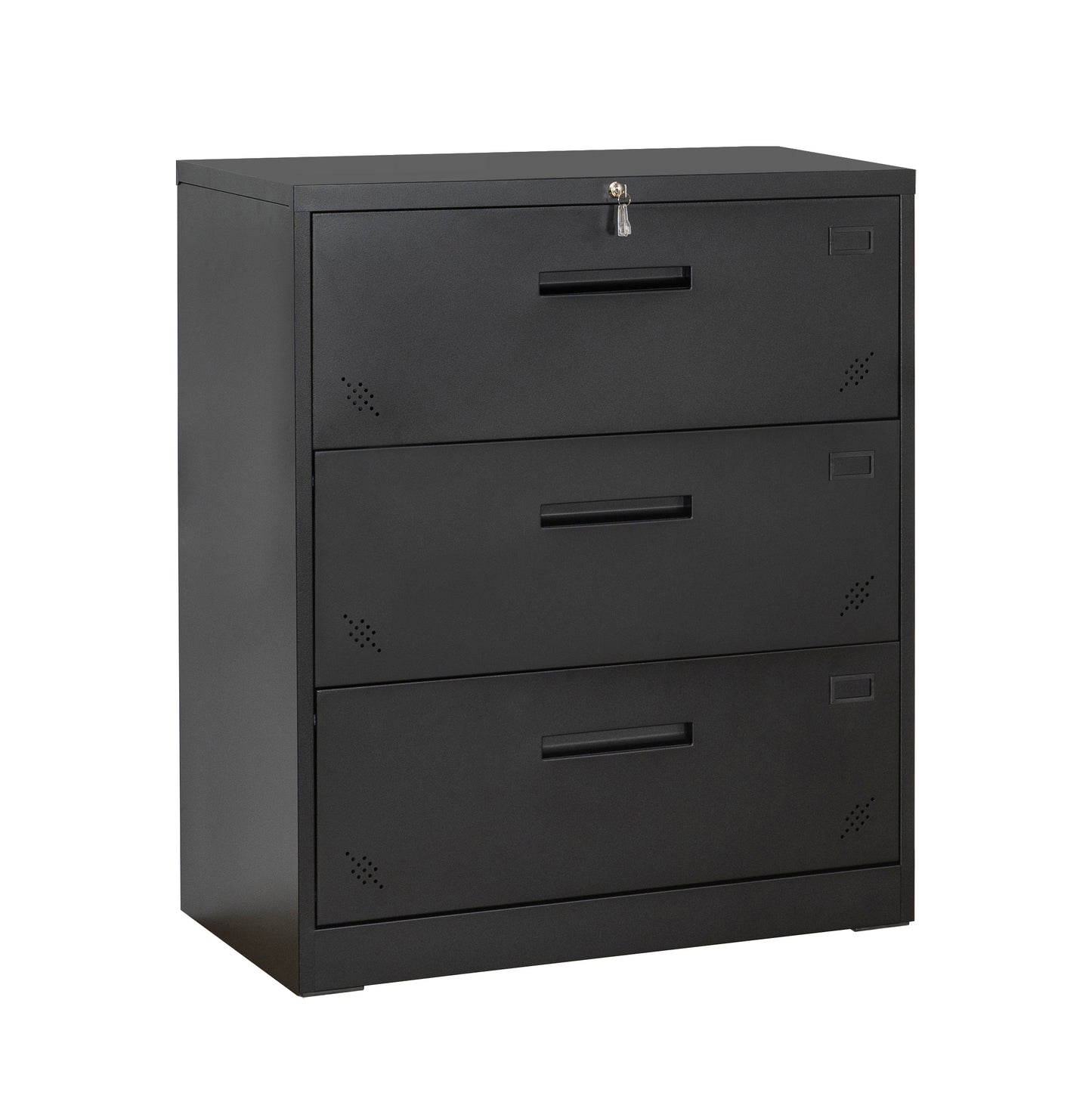 3 Drawer Lateral Filing Cabinet for Legal/Letter A4 Size, Large Deep Drawers Locked by Keys, Locking Wide File Cabinet for Home Office, Metal Steel