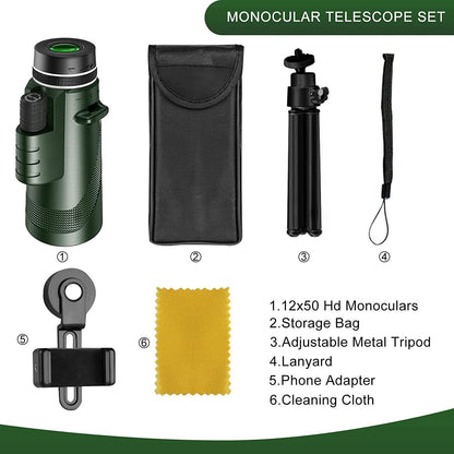 Outdoor 40x Magnification Monocular Waterproof Telescope Green