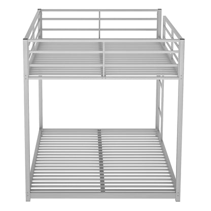 Full over Full Metal Bunk Bed, Low Bunk Bed with Ladder, Silver（Old SKU:MF197034AAN)