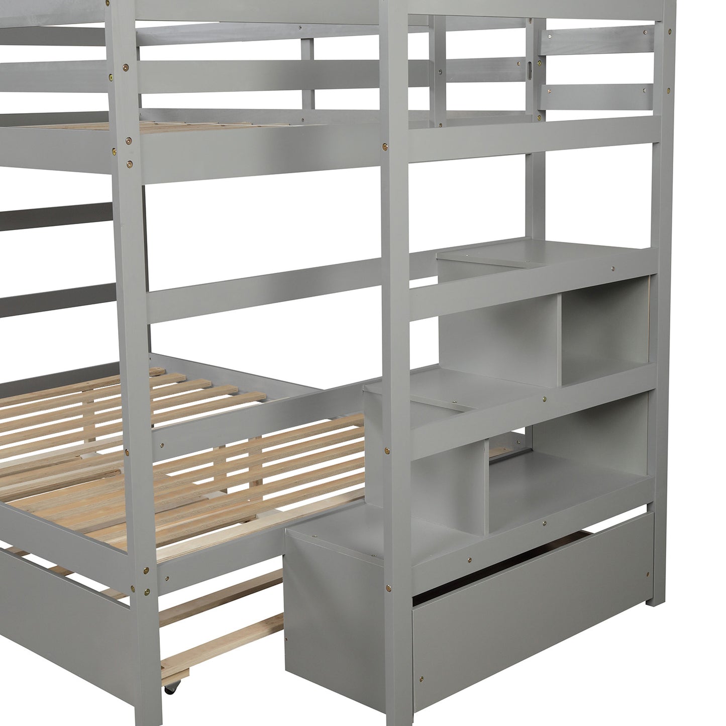 Full over Full Bunk Bed with Twin Size Trundle (Gray)(OLD SKU :LP000033AAE)