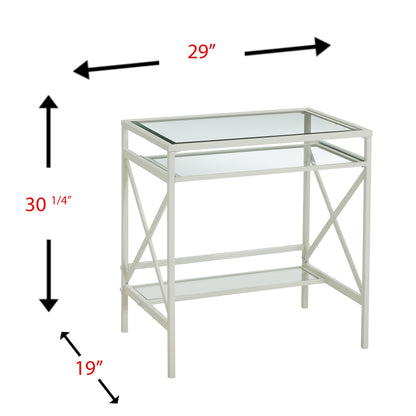 Elvan Metal/Glass Small-Space Desk - White