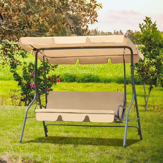 Outdoor 3 Person Patio Swing Seat with Adjustable Canopy for Patio, Garden, Poolside, Balcony