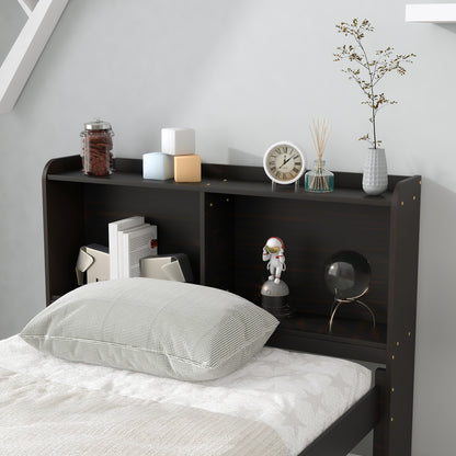 Twin Bed with Bookcase,Twin Trundle,Drawers,Espresso