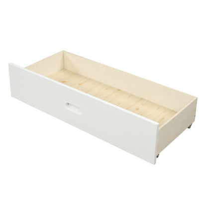 Wood platform bed with two drawers, full (white)