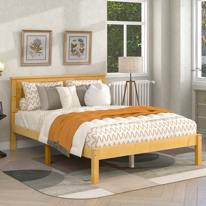 Platform Full Bed with Headboard,Natural