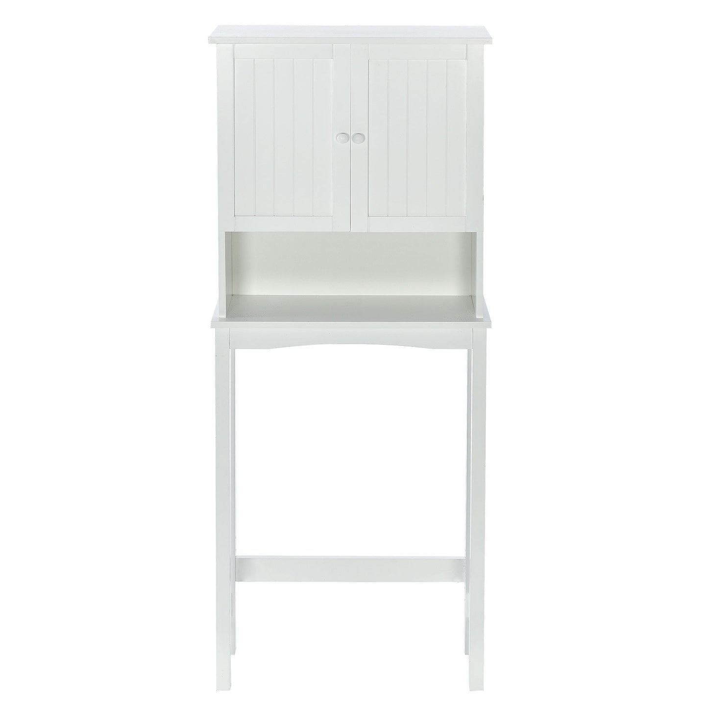 Over-The-Toilet Bathroom Cabinet with Shelf and Two Doors Space-Saving Storage, Easy to Assemble, White