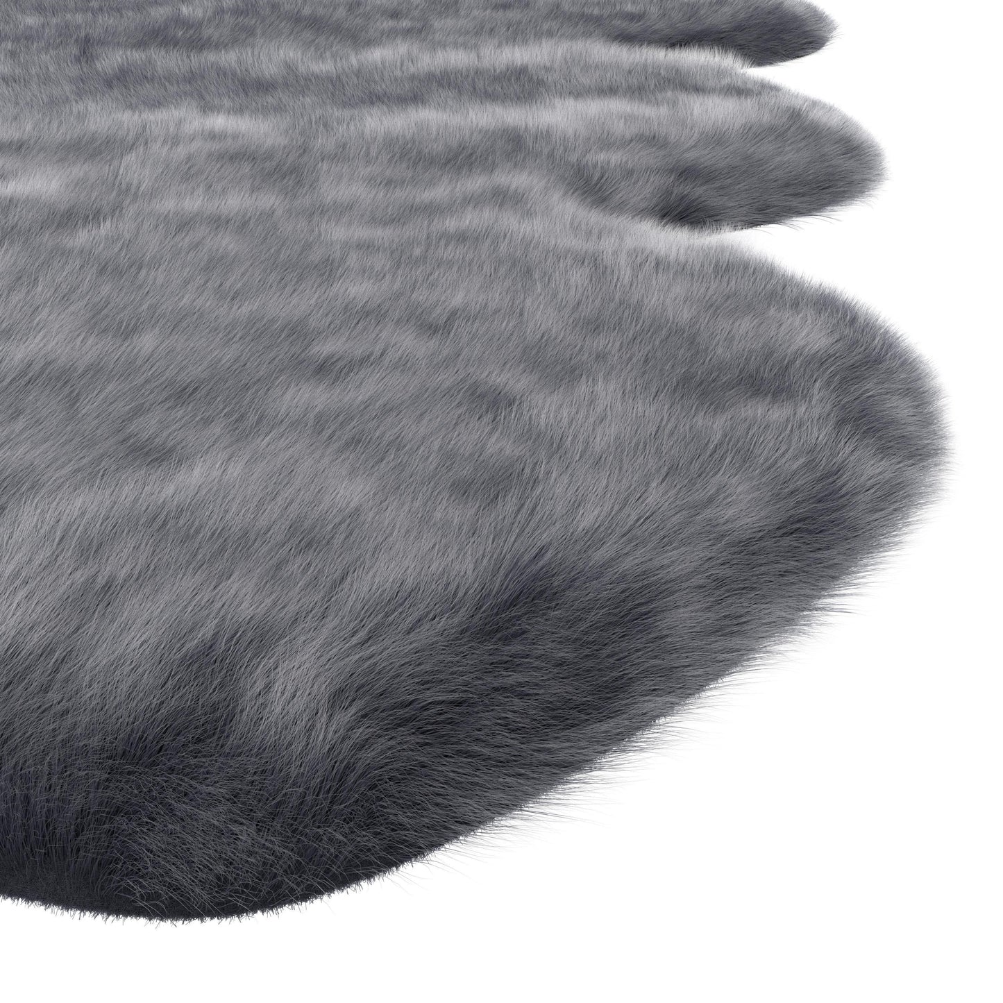 Black Faux Fur Area Rug 6x7.5