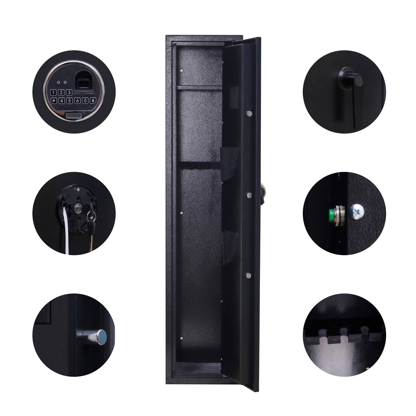 Rifle Gun Safe,Quick Access Fingerprint/Keypad Long Gun Safe, 4-5 Gun Metal Rifle Gun Security Cabinet   2 Pistols safe Lock Box.