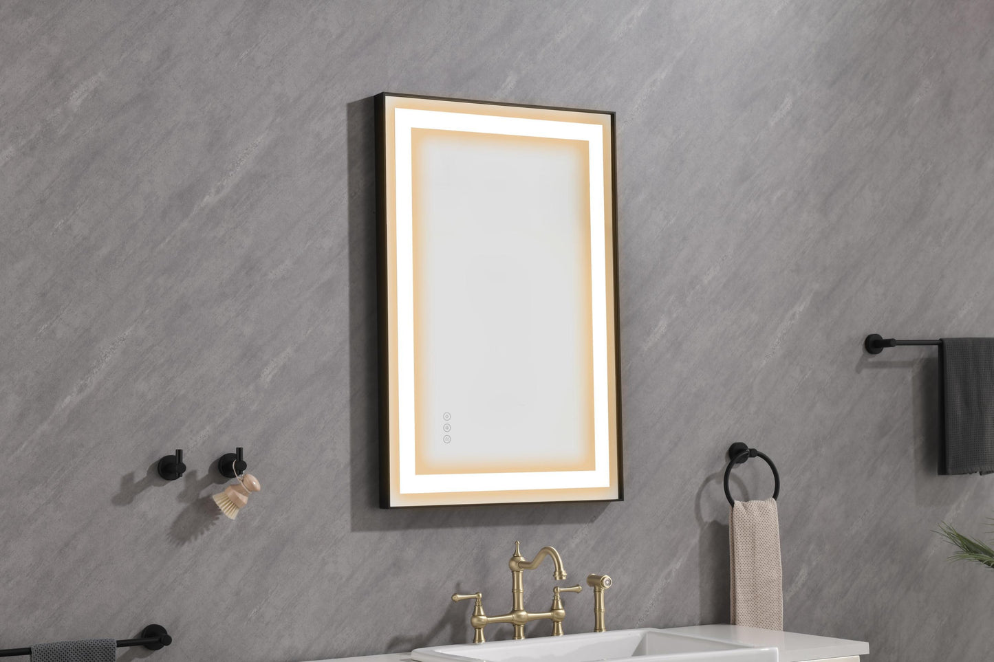 36*24 LED Lighted Bathroom Wall Mounted Mirror with High Lumen+Anti-Fog Separately Control